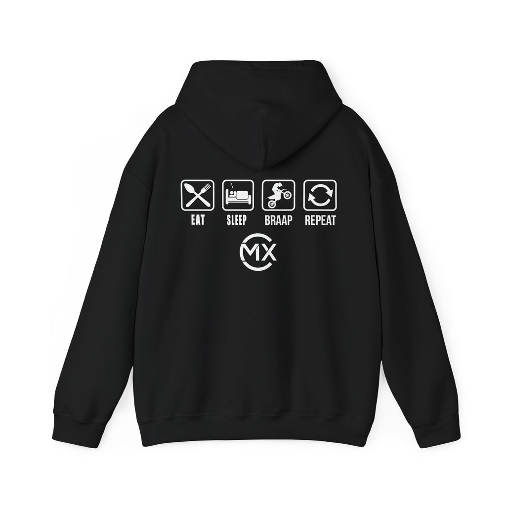 Motocross Hoodie - "Eat Sleep Braap Repeat" MX Apparel Pullover