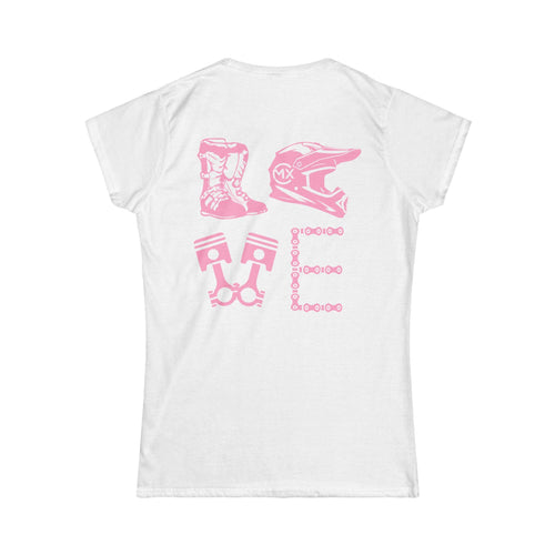 LOVE Motocross tee | Motorcycle helmet boots pistons chain design