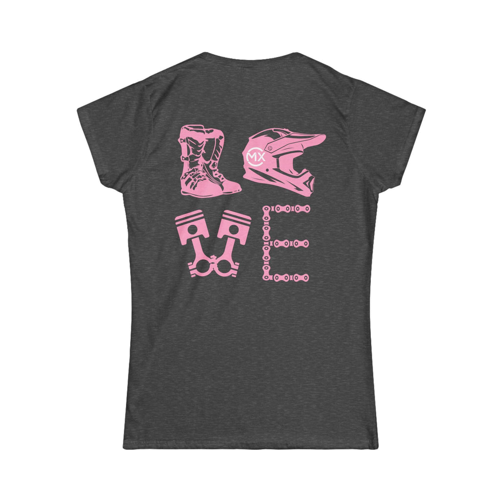 LOVE Motocross tee | Motorcycle helmet boots pistons chain design