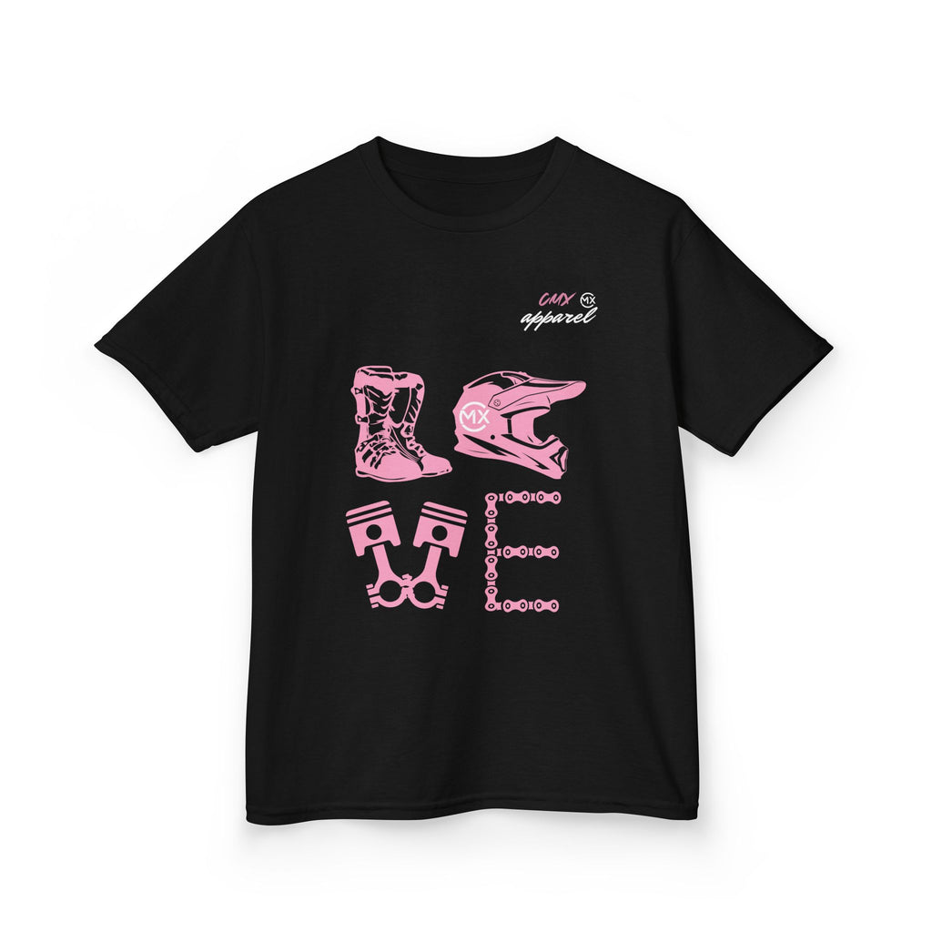 Kids LOVE Motocross tee | Motorcycle helmet boots pistons chain design