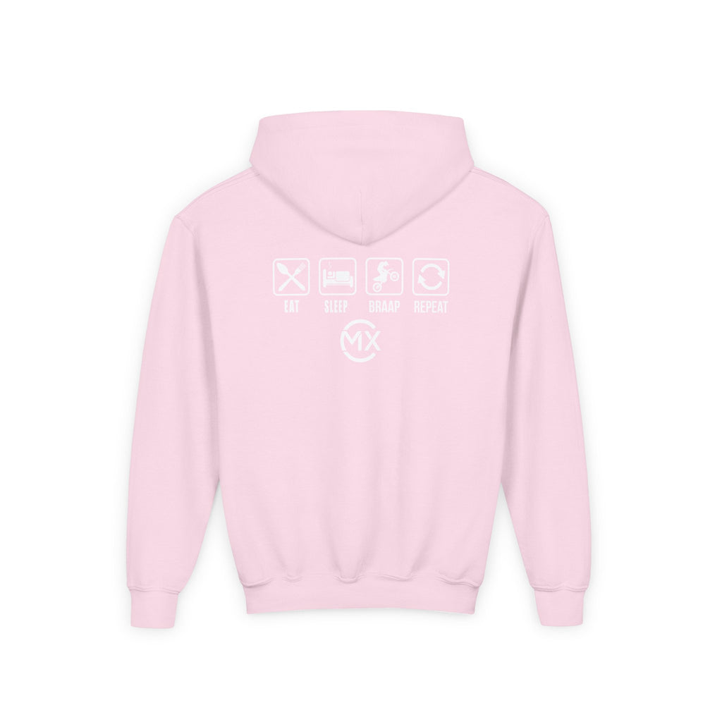 Motocross kids Hoodie - "Eat Sleep Braap Repeat" MX Apparel Pullover