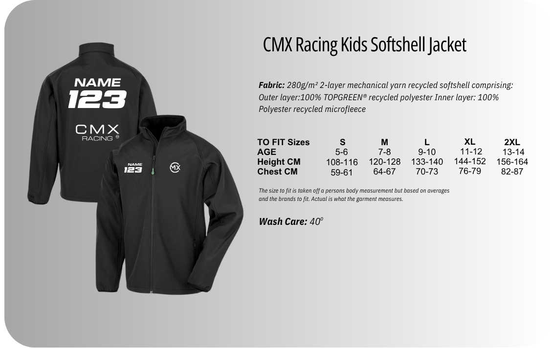 KIDS CUSTOM CMX RACING SOFTSHELL JACKET